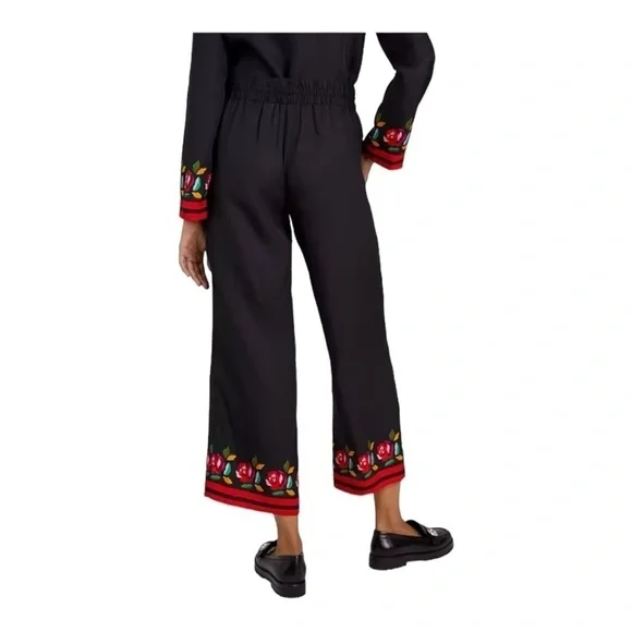 Kate Spade Rose Border Silk Blend Pants Size M NWT - Picture 3 of 5